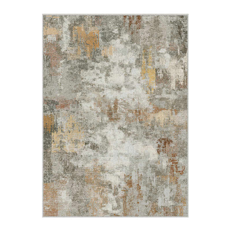 Miro Modern Abstract Machine Washable Area Rug With Non-Slip Backing, Rectangle 6' x 9'