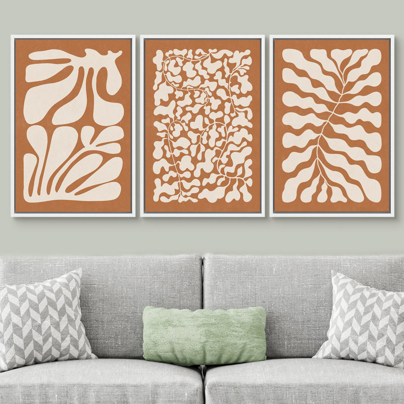 Abstrait botanique brun, illustrations abstraites, images murales Boho, impression numérique sur toile, impression numérique sur toile