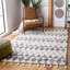 Tapis géométrique gris / ivoire en laine et en coton tissé à la main Gaetano-1719318420