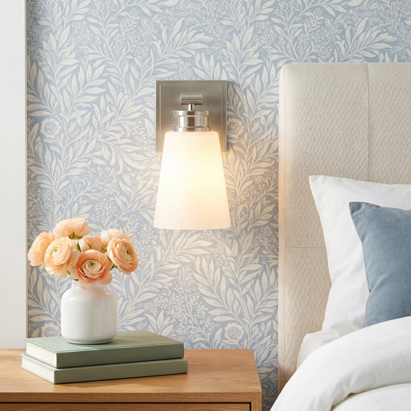 Single Light Dimmable Armed Sconce, Nickel