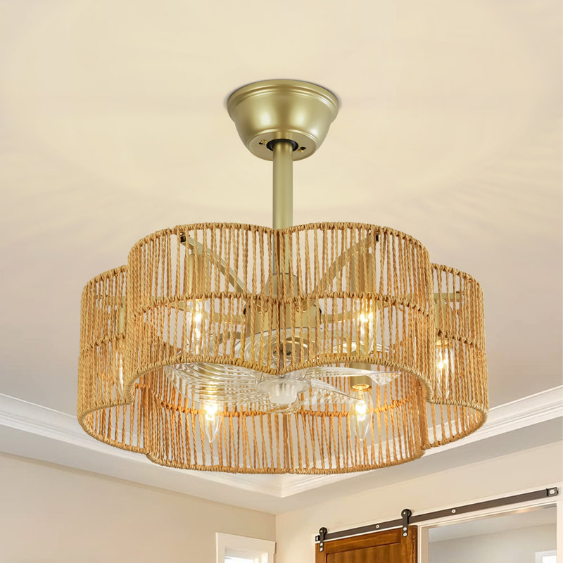 6 - Light 19.7'' Caged Ceiling Fan with Light Kit and Remote Control
