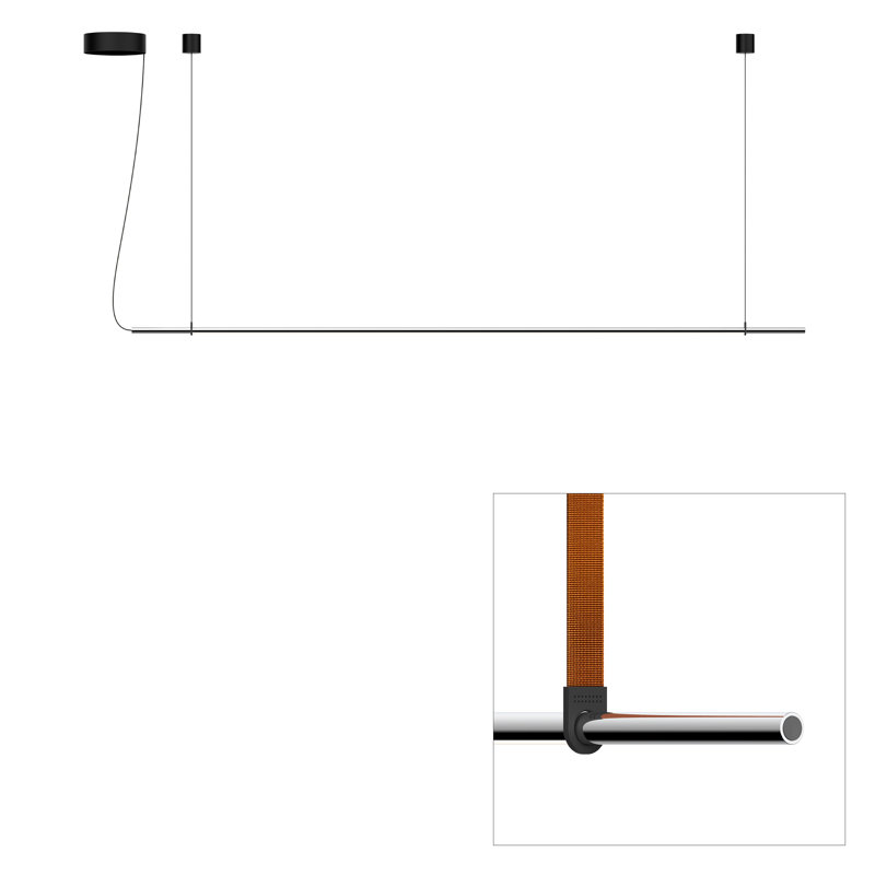 T.O 1 - Light Kitchen Island Modern Linear Pendant, Chrome, Chrome/Burnt Orange