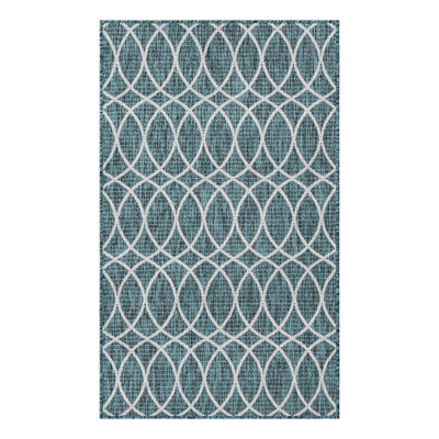 Teal Gitter Indoor/Outdoor Trellis Rug