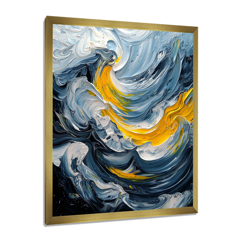 Nudd - reproduction d'art sur toile abstraite, H 20 po x l 12 po, Reproduction encadrée d'une seule photo, Doré