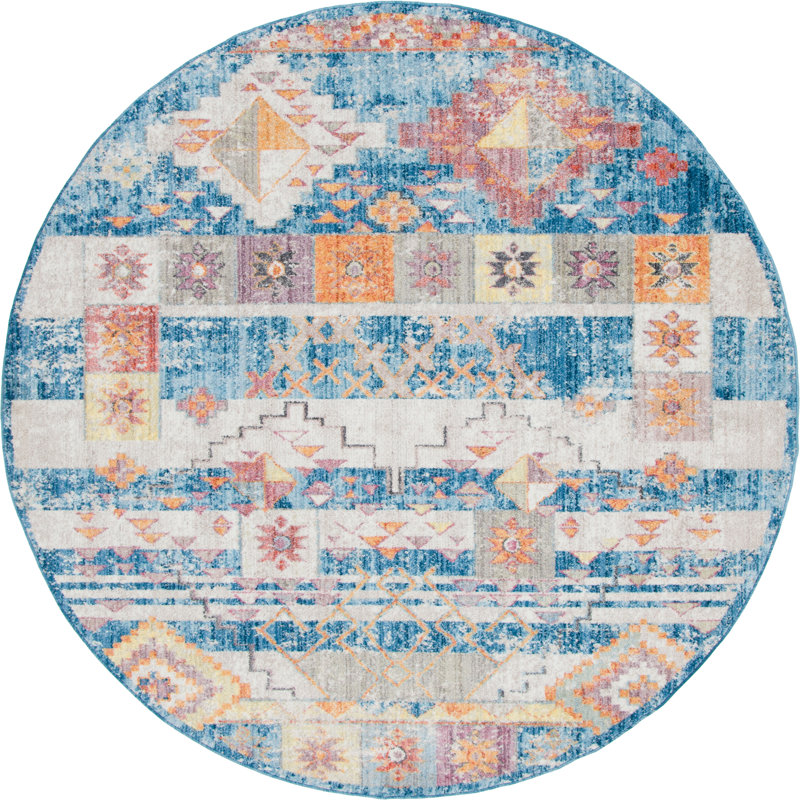 Leanora Geometric Indoor Rug, Round 8'
