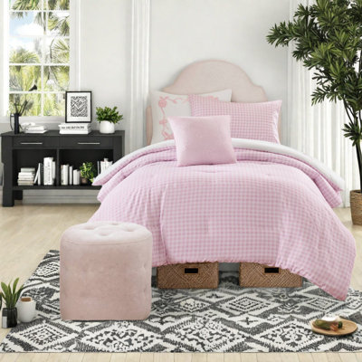 Gingham and Floral Comforter Set