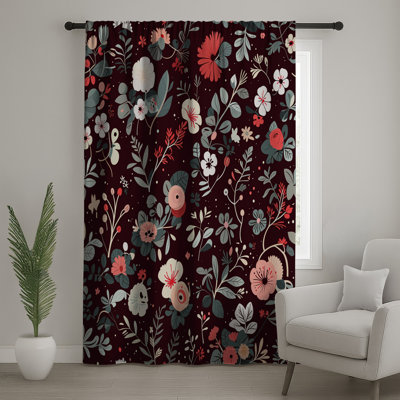 Rideaux floraux, voilages et voilages à motif floral - 1 panneau