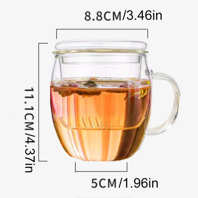 Tasse en verre transparent avec poignée - idéale pour préparer du thé, élégante et pratique