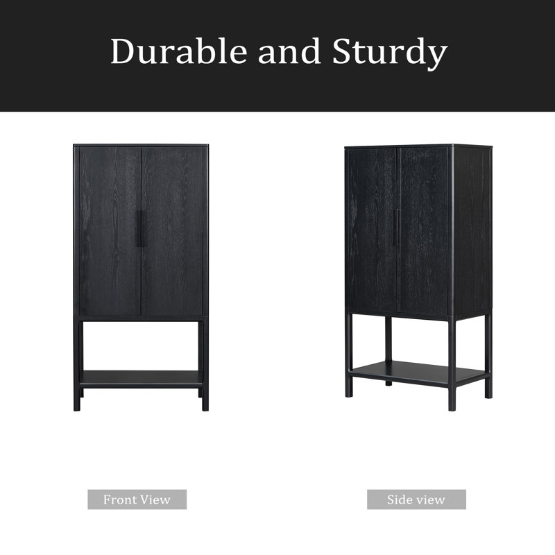Sophisticated Oak Veneer Cabinet With Multiple Storage Functions,Suitable For Study,Entryway, Hallway, Living Room, Black