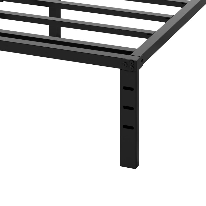 14" Black Metal Bed Frame No Box Spring Heavy Duty Tall Platform Bed Frame, Twin