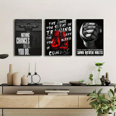 Motivation, citation de remise en forme, impression sur toile 3 pièces