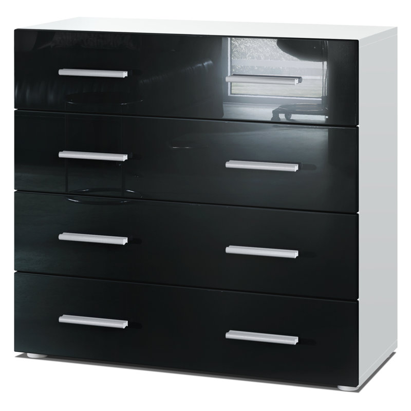 Kortright 4 - Drawer Chest of Drawers, Glossy Black 