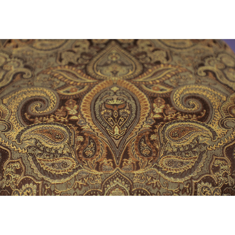 Ensemble de chaises de salle à manger formelles traditionnelles 2 pièces avec finition en Tcherniuniu foncé et tissu en jacquard doré rembourré extravagant
