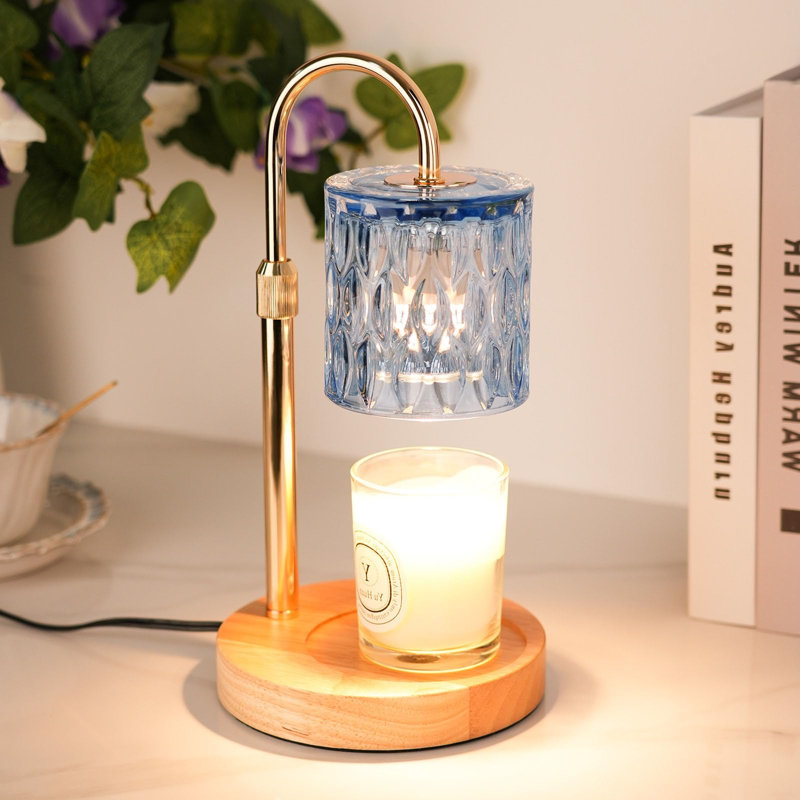 Lampe chauffe-bougie bleue avec minuterie et gradateur