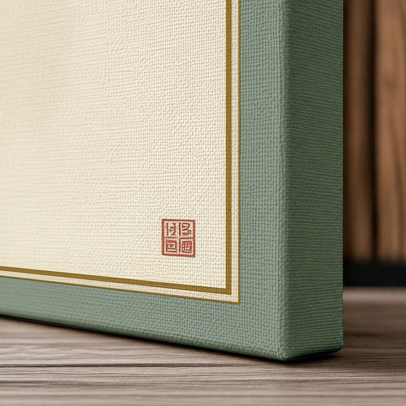 Bamboo in Ink Japandi - Wrapped Canvas, 24x16 - 61.0 x 40.6 cm, Sage Border