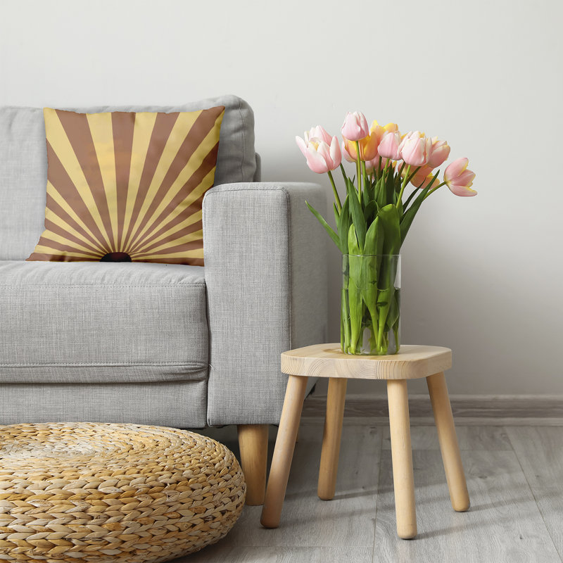 Coussin Bee and Comb, H 20 po x l 20 po, Moutarde / tortilla géométrique