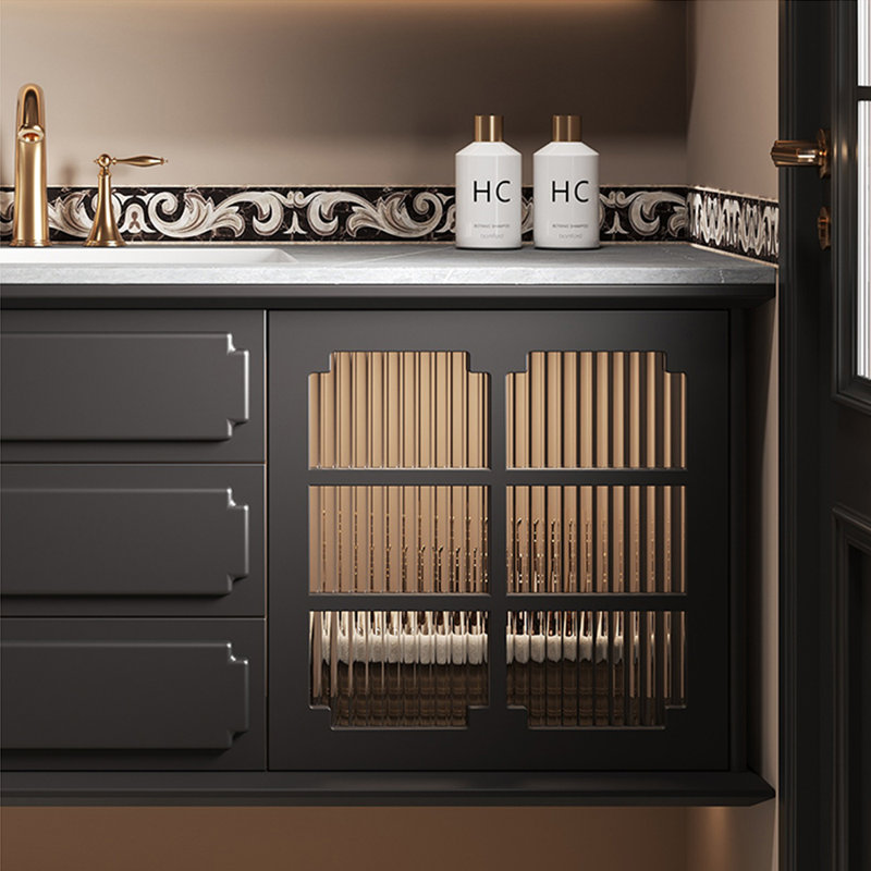 American modern light luxury bathroom cabinet, 21.6" H x 63" W x 21.6" D
