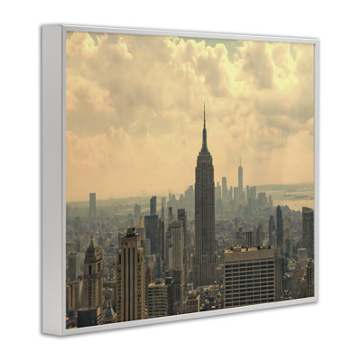 NYC Skyline with Clouds Framed Giclee, design by LSR Creative Studio