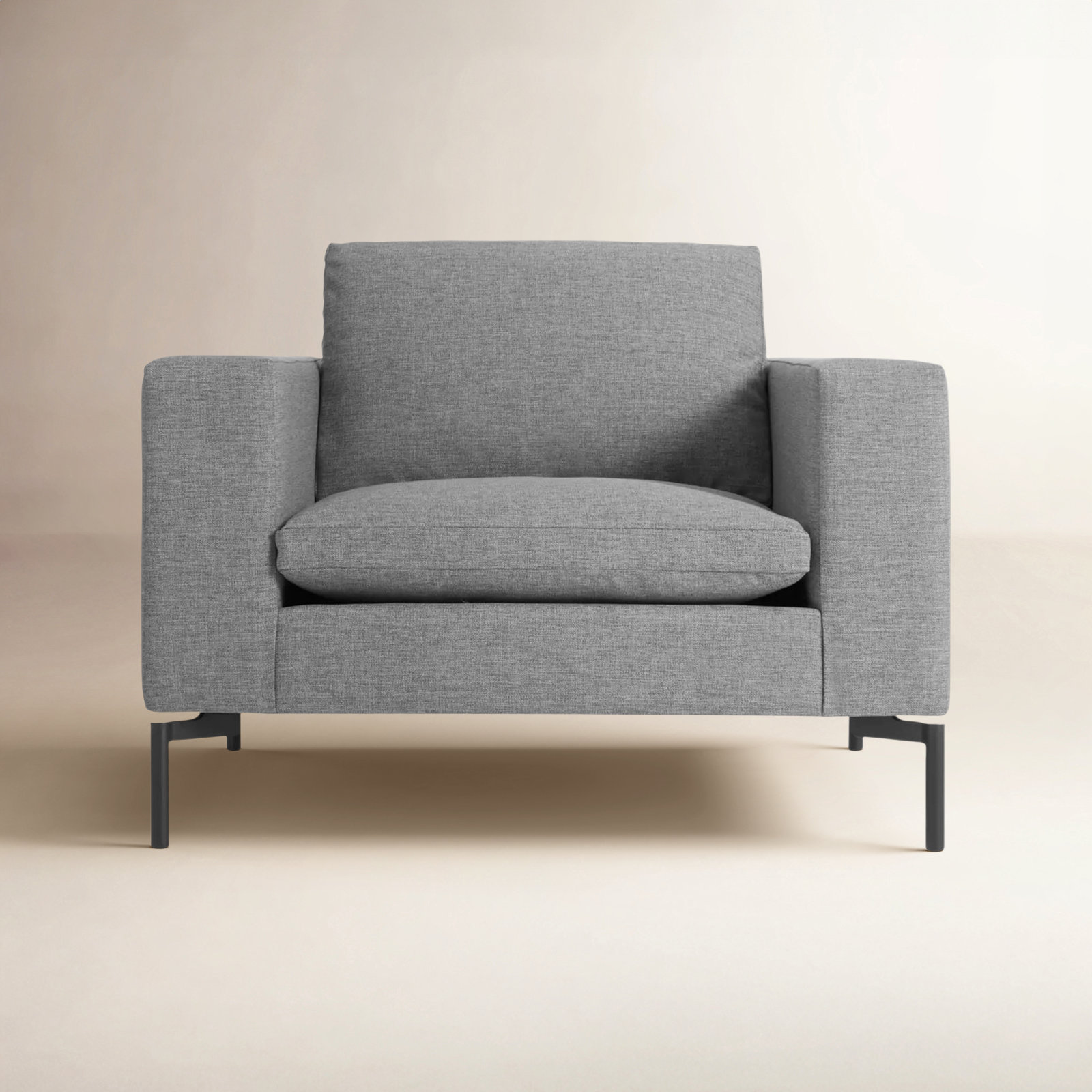 New Standard Upholstered Armchair, Black, Maharam Meld in Panda Polyester Blend