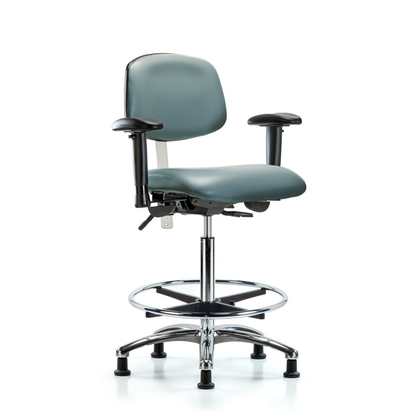 Vinyl Task Chair, Sky Blue, Glides