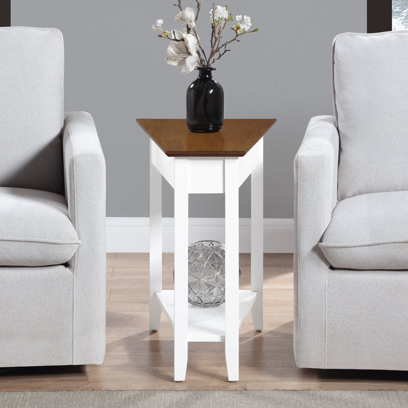 Carbin 24" Tall End Table with Shelf, Driftwood Top/White Base