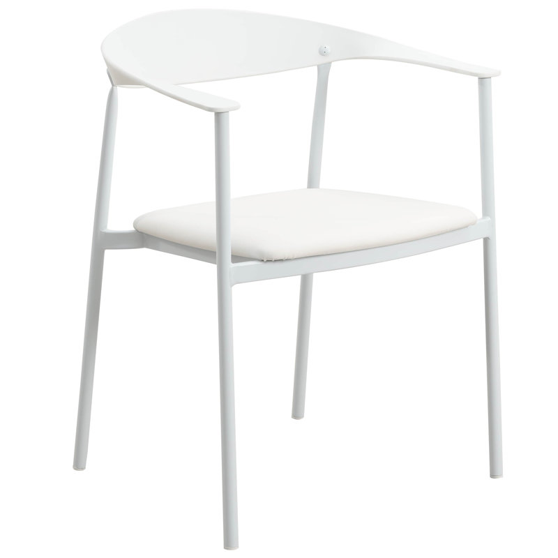 Ickenroth Modern Leather Dining Chair, Open-Back Mid-Century Upholstered Armchair, No Assembly Required, Single