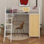Lit mezzanine simple avec bureau en L et garde-robe-533838844