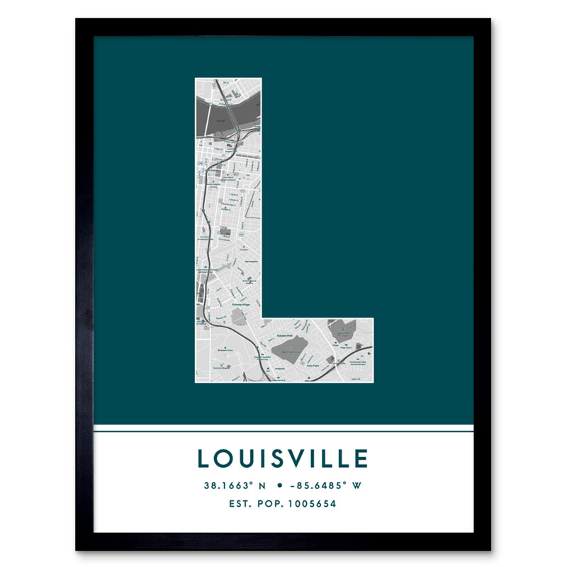 Louisville Kentucky United States City Map - Single Picture Frame Typography