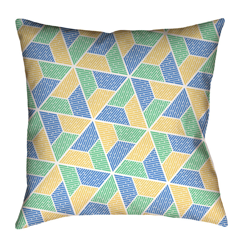 Housse de coussin Katelyn Elizabeth, 18 po x 18 po, Vert / Jaune/bleu, Polyester