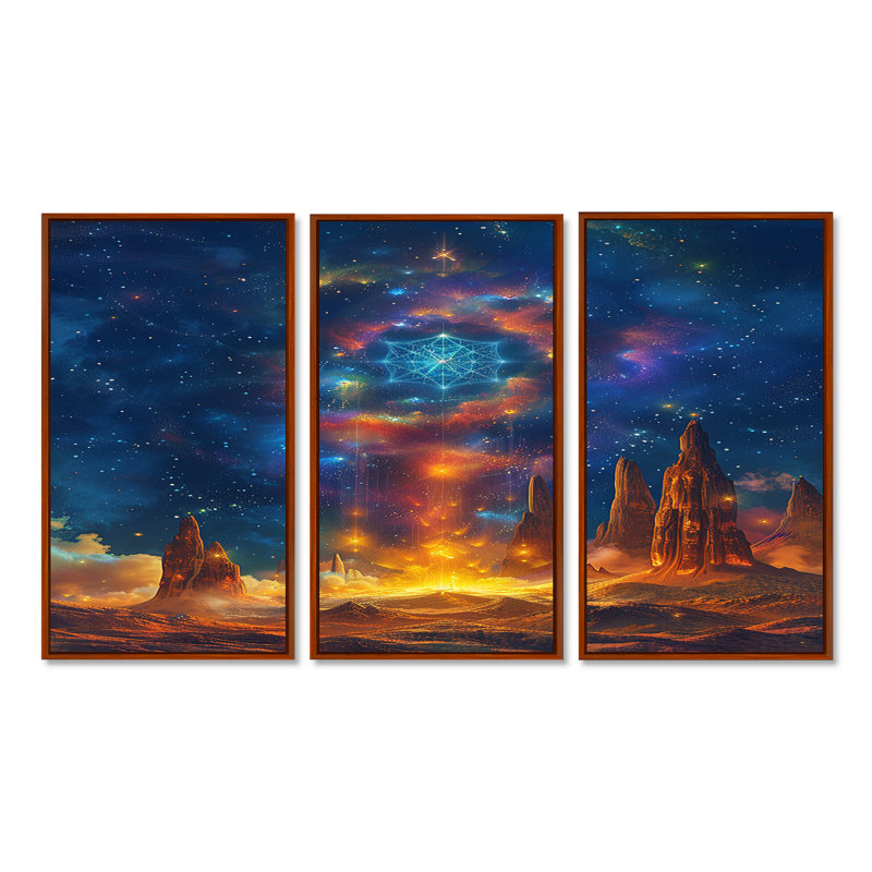 Ensemble de salon art mural Magic Crystal, Cadre flottant brun, H 28 po x l 36 po x P 1 po