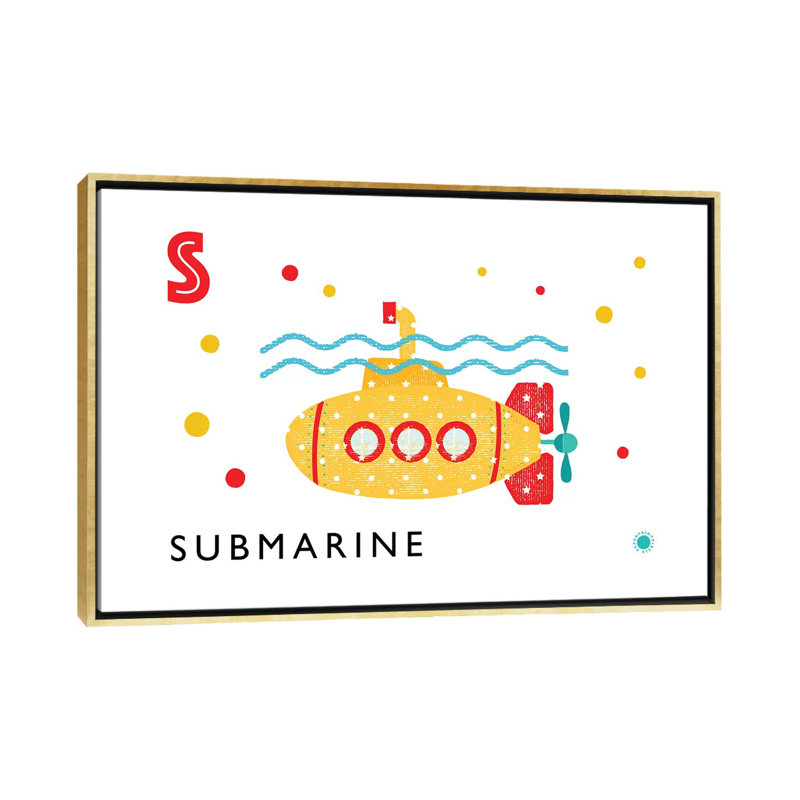 S Is For Submarine - Imprimé, Toile encadrée d'or, Pas de tapis, H 40 po x l 60 po x 1,5 po