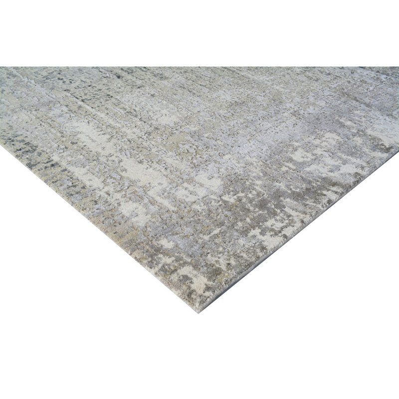 Hand Woven Silk and Wool Abstract Area Rug, Rectangle 8' x 10'