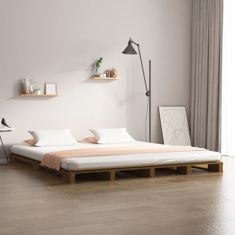 Pallet Bed Solid Wood, white, Double (4'6)