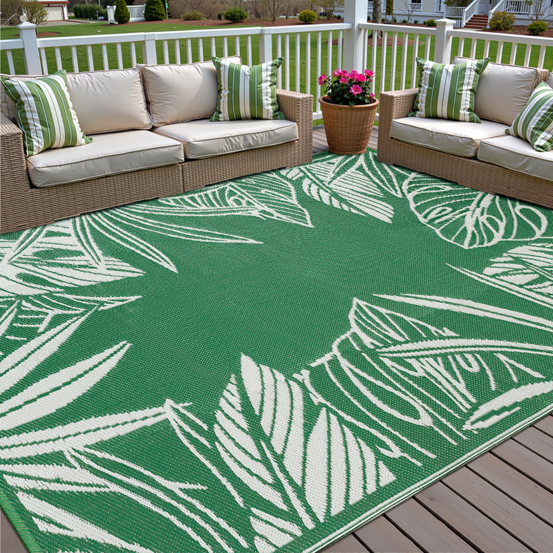 Ellie Outdoor Braided Floral Area Rug, Rectangle 8' x 10"
