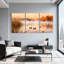 Paysage et nature, automne, lac, canards, roseaux, brume, arbres, feuilles, ensemble de 3 impressions sur toile-79145060