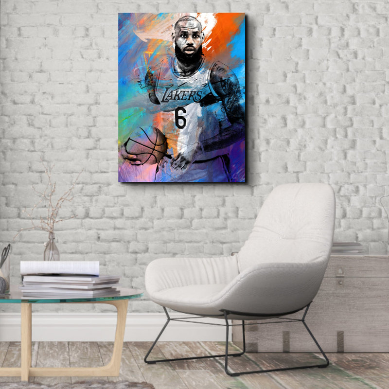 Lebron James sur toile par Stephen Chambers, H 32 po x l 26 po x P 1,5 po