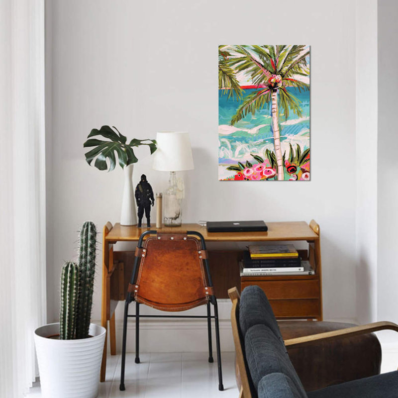 «Palm Tree Whimsy II», impression sur toile, H 12 po x l 8 po x P 0,75 po, Toile tendue, Pas de tapis