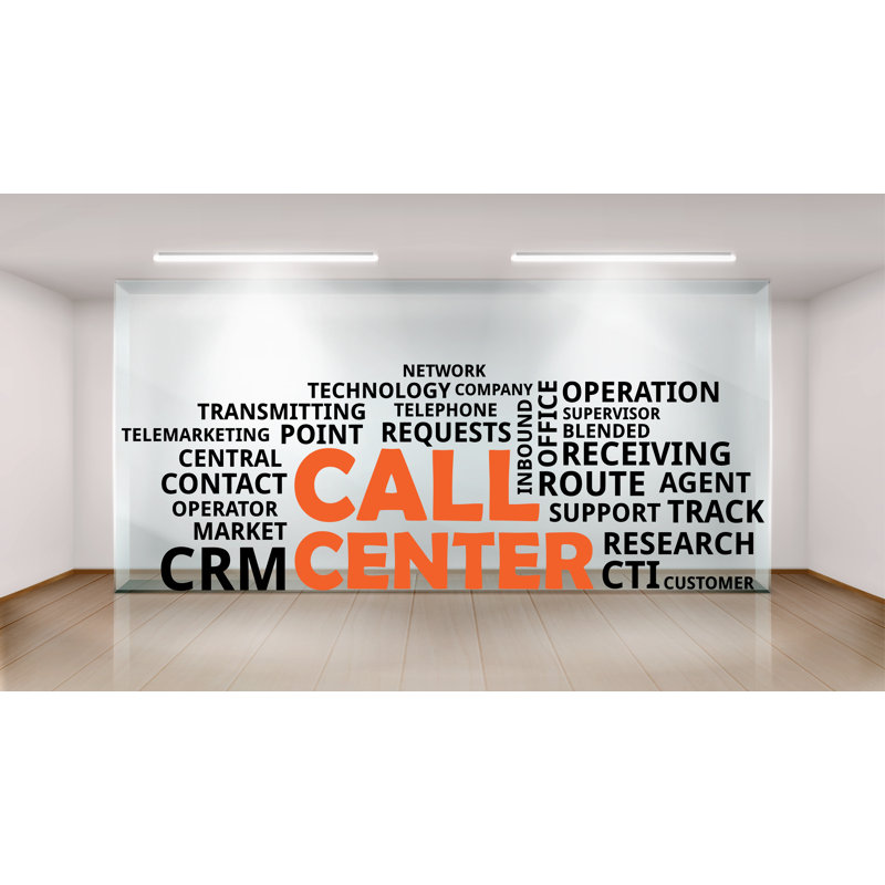Autocollants muraux en vinyle Call Center Call Cloud, Telemarketing Call Center Wall Art Decal, H 35 po x l 13 po