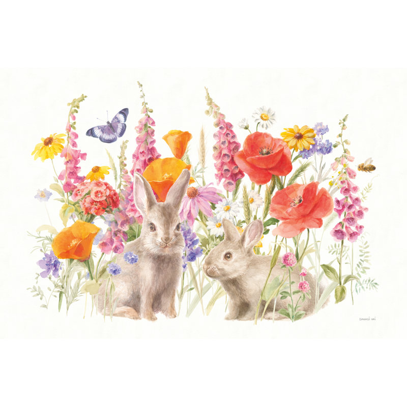 Fleurs sauvages en fleurs I Bunny, H 18 po x l 12 po x P 1,25 po