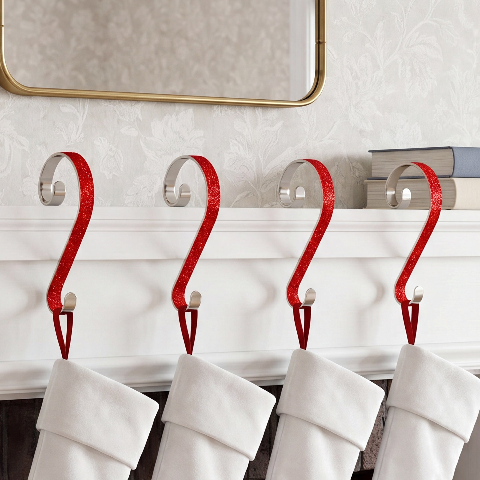 Stocking Holder, Red Glitter