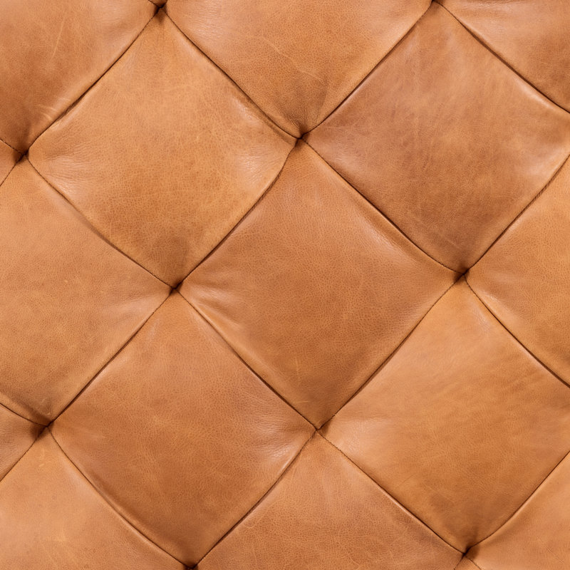 Repose-pieds en cuir italien de 40 po de large Turin, Brun clair cognac