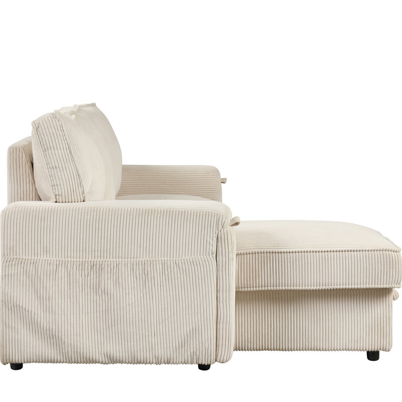 Canapé-lit tendance avec rangement pour accoudoirs relaxant et porte-gobelets - beige 3 moderne 3, Beige