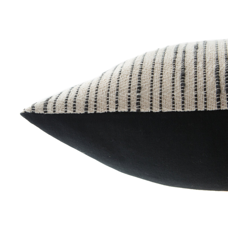 Saxon Stripe Cotton Lumbar Pillow, 14" x 40", Polyfill