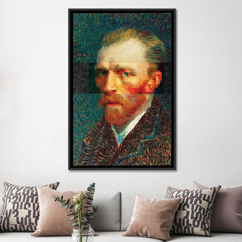 « pix », impression sur toile, H 60 po x l 40po x P 1,5 po, Toile encadrée noire, Pas de tapis