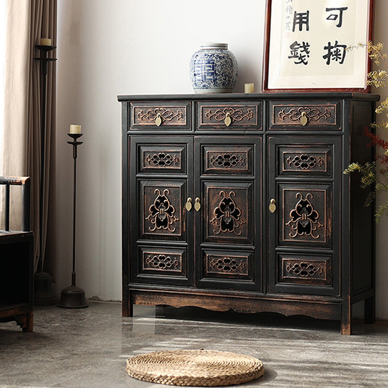Modern Black Solid Wood Accent Cabinet