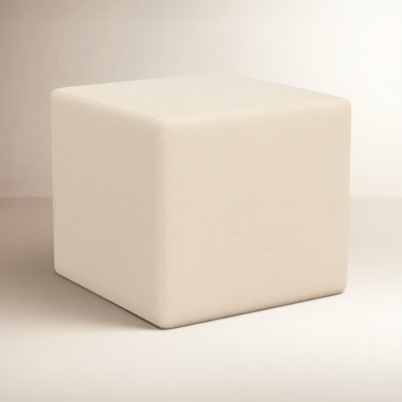 Andi Samet 21'' Square Cube Ottoman, Classic Pearl Performance Velvet