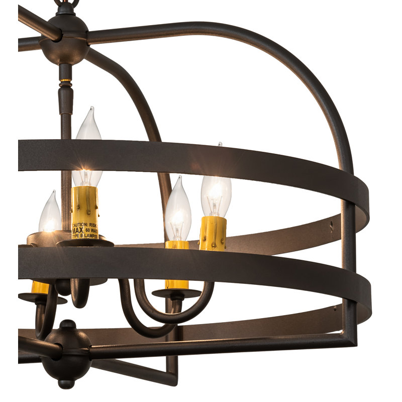 Black Geometric Metal Candle Chandelier with Chain