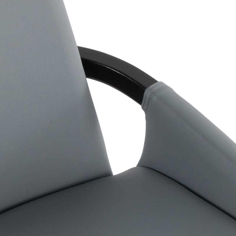Chaise en bambou noir et similicuir gris, Gris