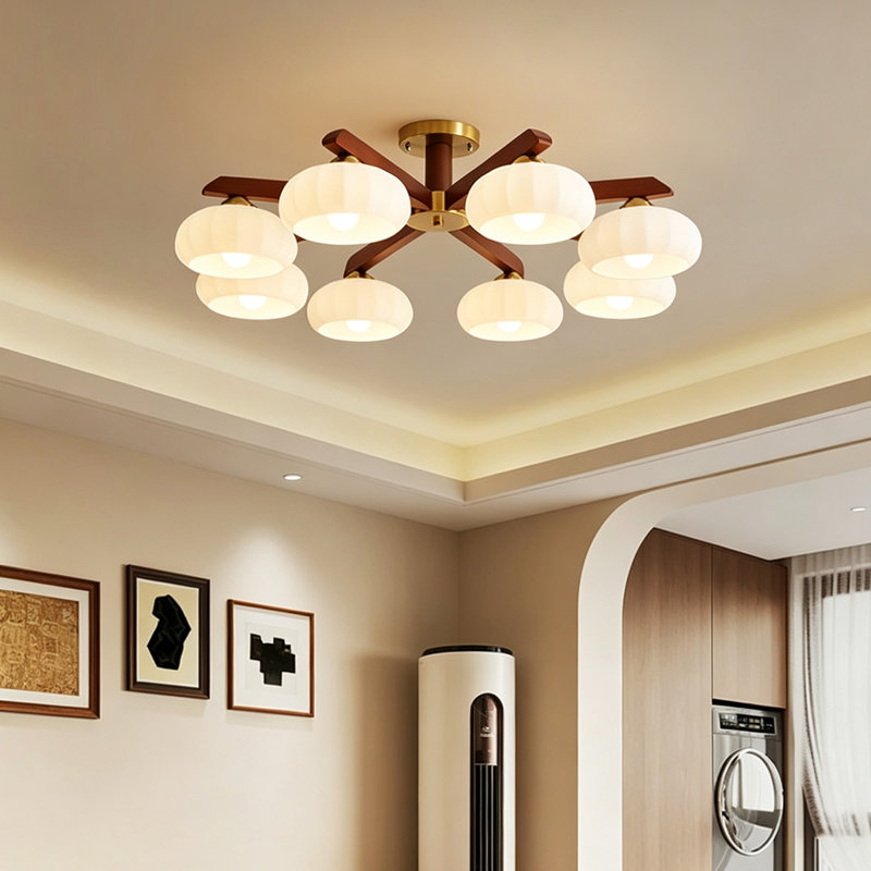 Plafonnier 3 couleurs 39,37 "couleur noyer français à 3 têtes - intensité variable