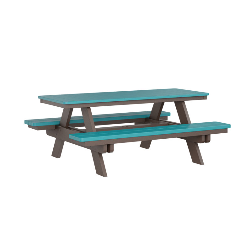 Berlin Gardens Ada Rectangular Picnic Table, Aruba Blue Top/Chocolate Brown Base